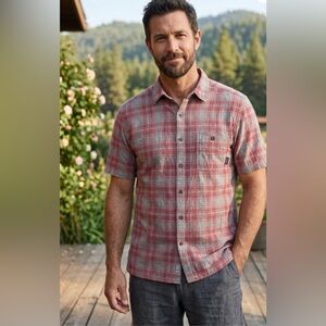 Patagonia Men's Casual Red Plaid Button Down Shirt